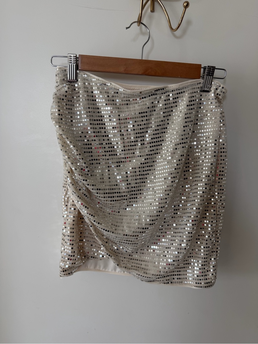 New Sequin Mini Skirt in Ivory